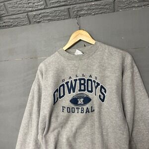 Dallas Cowboys Football Crewneck Sweatshirt Heather Gray Men's Size M